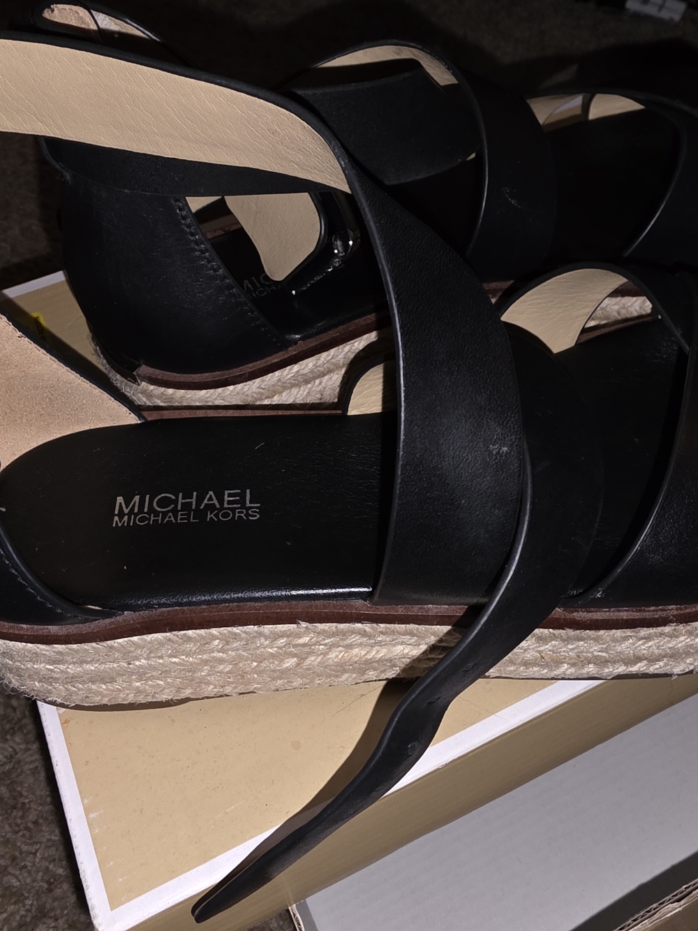 Michael Kors Black Strappy Wedge Sandals - Picture 2 of 7